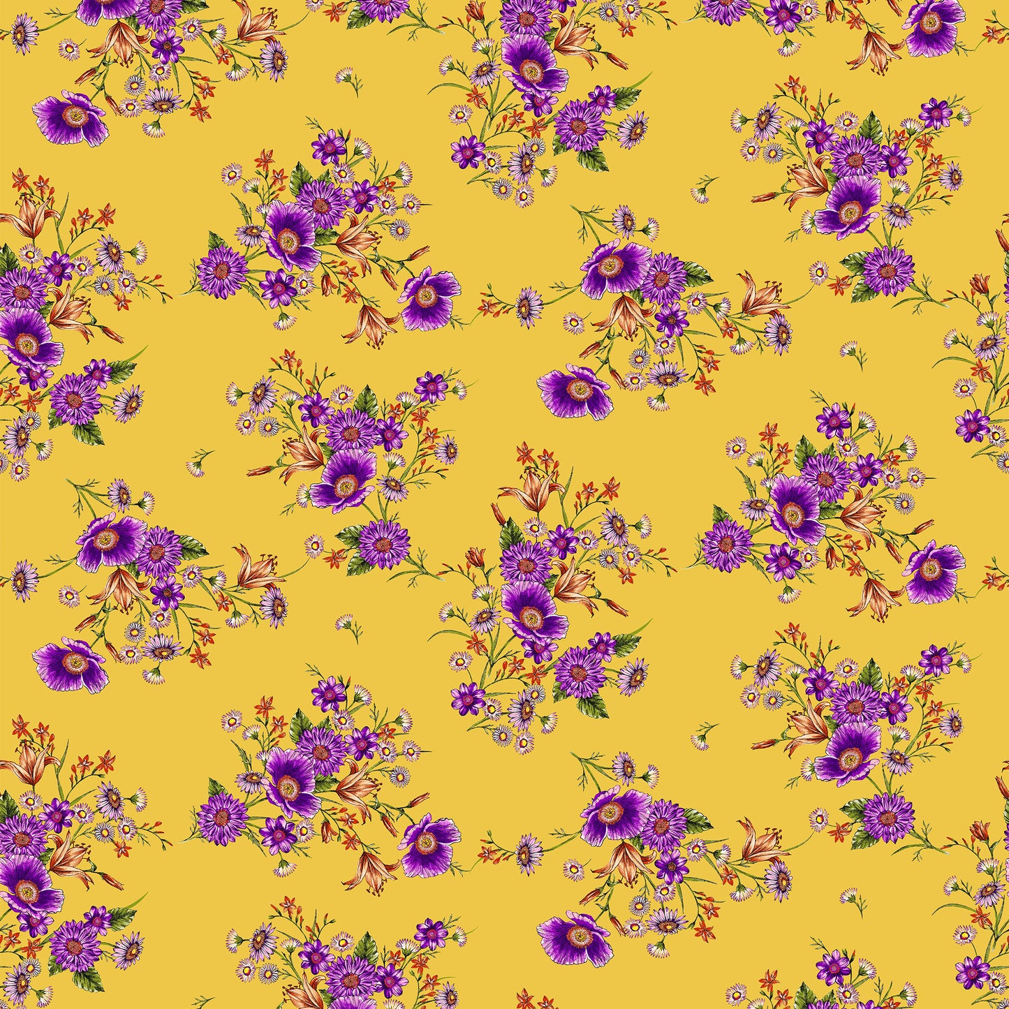 P-620-668-SUNNY-GOLD-VIOLET - PRINTED DTY 92% POLY 8% SPANDEX DTY DOUBLE SIDED BRUSH