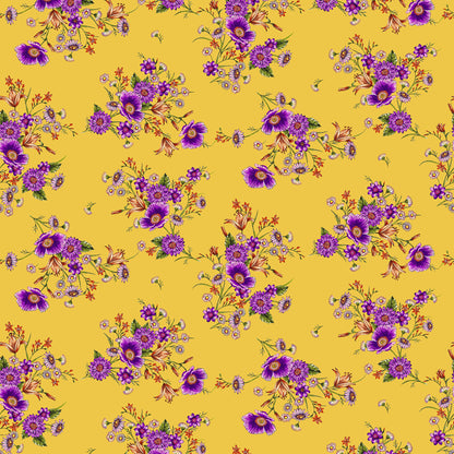 P-620-668-SUNNY-GOLD-VIOLET - PRINTED DTY 92% POLY 8% SPANDEX DTY DOUBLE SIDED BRUSH