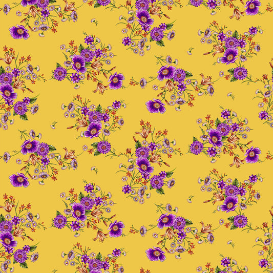 P-620-668-SUNNY-GOLD-VIOLET - PRINTED DTY 92% POLY 8% SPANDEX DTY DOUBLE SIDED BRUSH