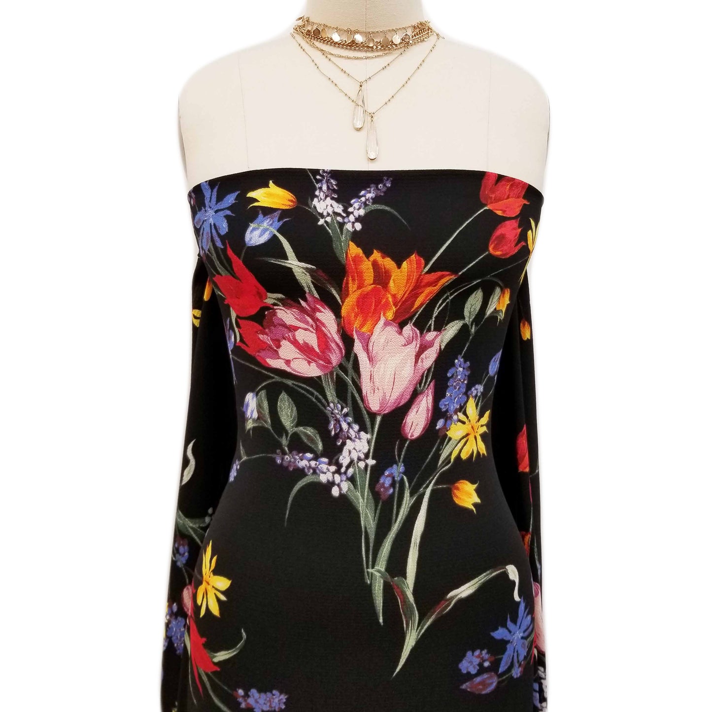 P-623-586-BLACK-DUSTY-LILAC - PRINTED CREPE CHIFFON 97% POLY 3% SPANDEX