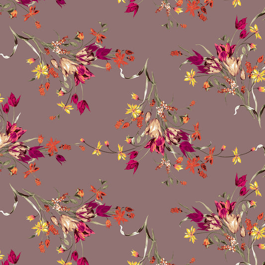 P-623-586-MAUVE-PEACH - PRINTED CREPE CHIFFON 97% POLY 3% SPANDEX