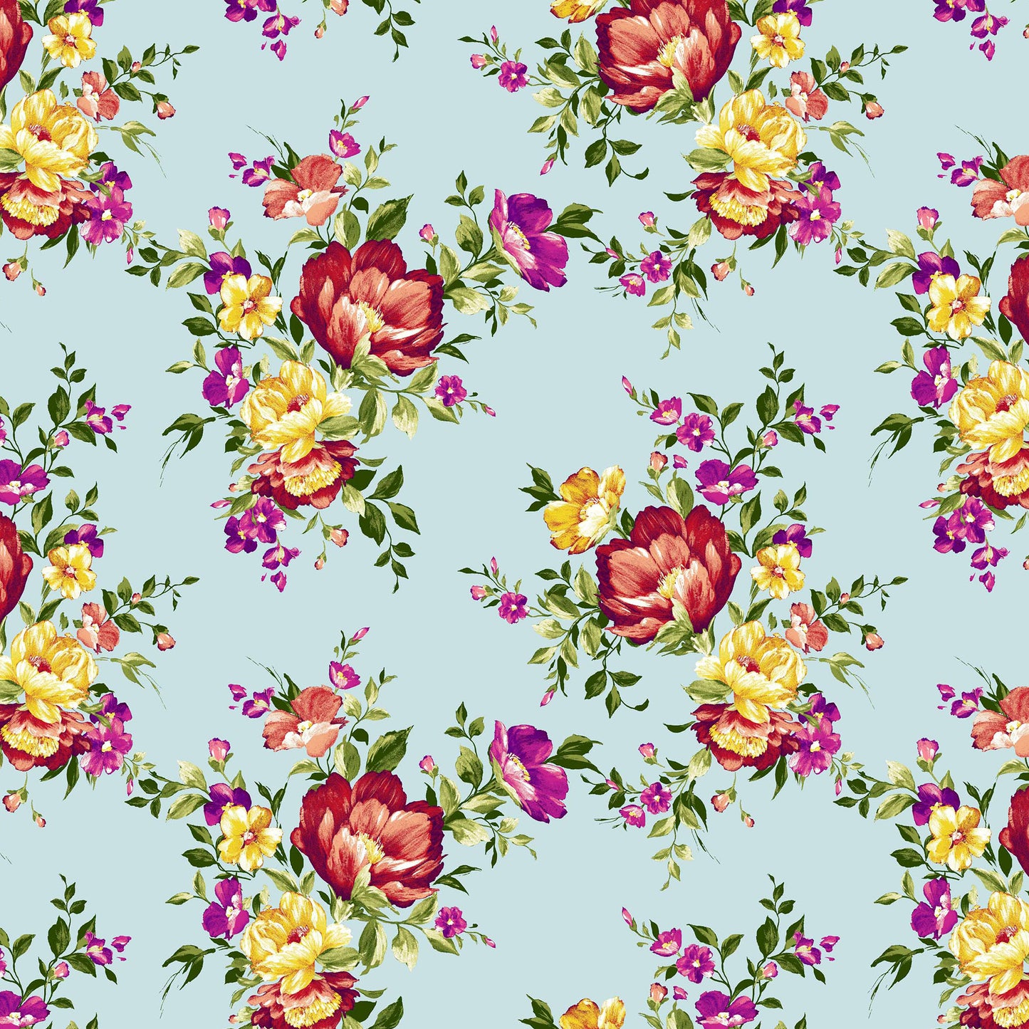 P-630-586-MINT-PEACH - PRINTED CREPE CHIFFON 97% POLY 3% SPANDEX