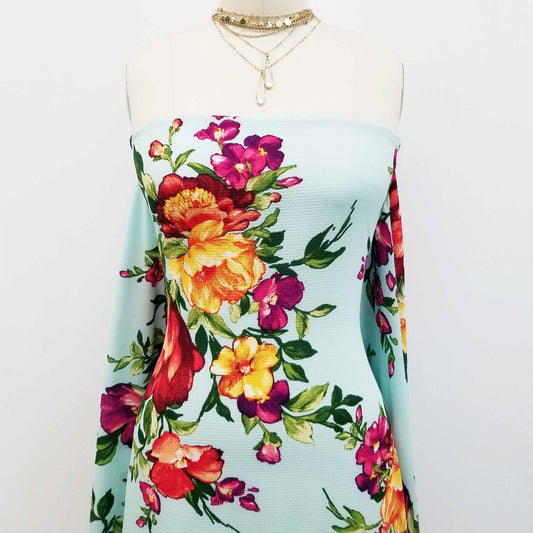 P-630-586-MINT-PEACH - PRINTED CREPE CHIFFON 97% POLY 3% SPANDEX