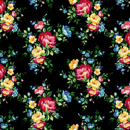 P-630-702-BLACK-RED - PRINTED SCUBA CREPE 97% POLY 3% SPANDEX