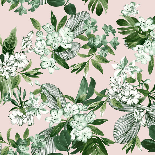 P-631-586-PALE-PINK-GREEN - PRINTED CREPE CHIFFON 97% POLY 3% SPANDEX