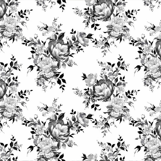 P-632-504-OFFWHITE-CHARCOAL - PRINTED WOOL DOBBY 100% POLYESTER