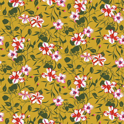 P-665-504-GOLDEN-MUSTARD-ORANGE - PRINTED WOOL DOBBY 100% POLYESTER