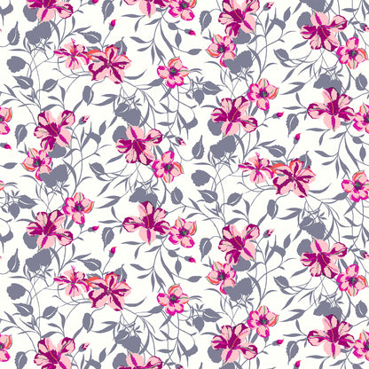 P-665-504-OFFWHITE-CORAL - PRINTED WOOL DOBBY 100% POLYESTER