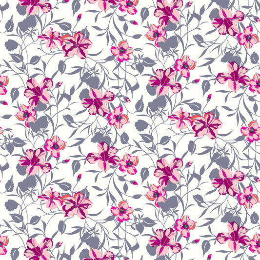 P-665-504-OFFWHITE-CORAL - PRINTED WOOL DOBBY 100% POLYESTER