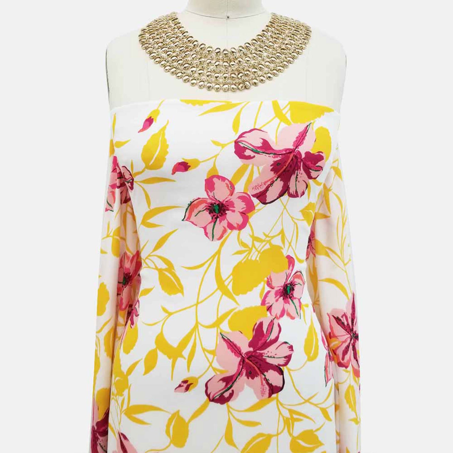 P-665-504-OFFWHITE-PEACH - PRINTED WOOL DOBBY 100% POLYESTER