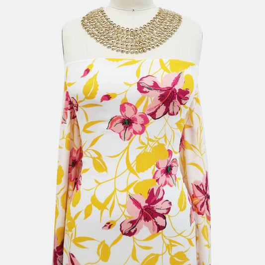 P-665-504-OFFWHITE-PEACH - PRINTED WOOL DOBBY 100% POLYESTER