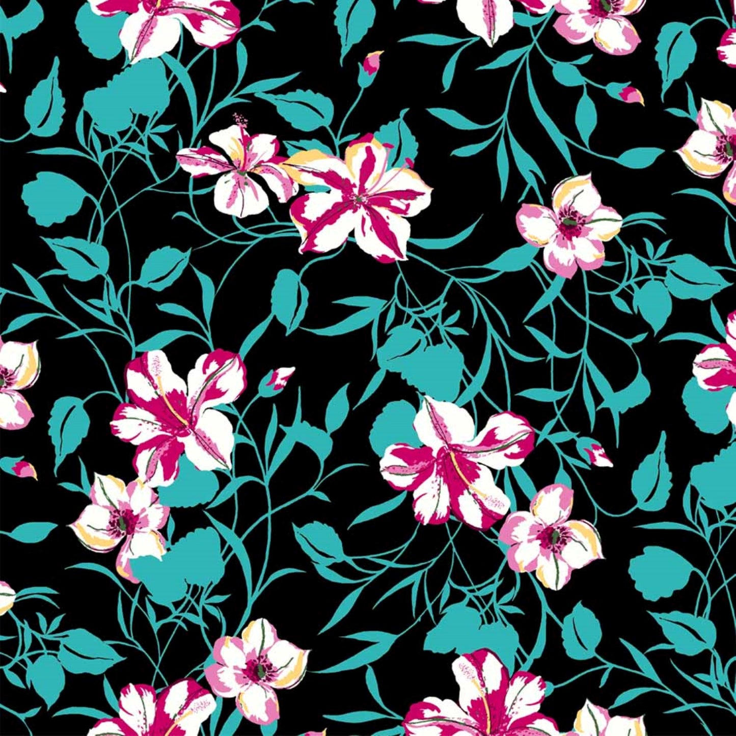 P-665-586-BLACK-MAGENTA - PRINTED CREPE CHIFFON 97% POLY 3% SPANDEX