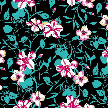 P-665-586-BLACK-MAGENTA - PRINTED CREPE CHIFFON 97% POLY 3% SPANDEX