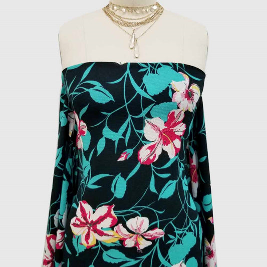 P-665-586-BLACK-MAGENTA - PRINTED CREPE CHIFFON 97% POLY 3% SPANDEX