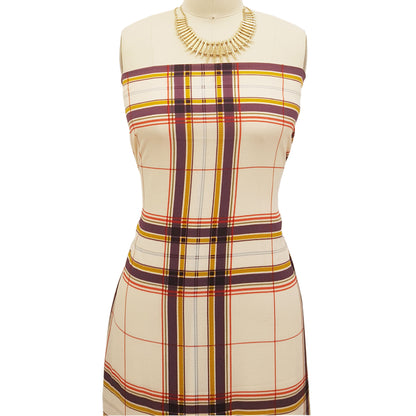 P-668-586-PEACH-EGGPLANT - PRINTED CREPE CHIFFON 97% POLY 3% SPANDEX