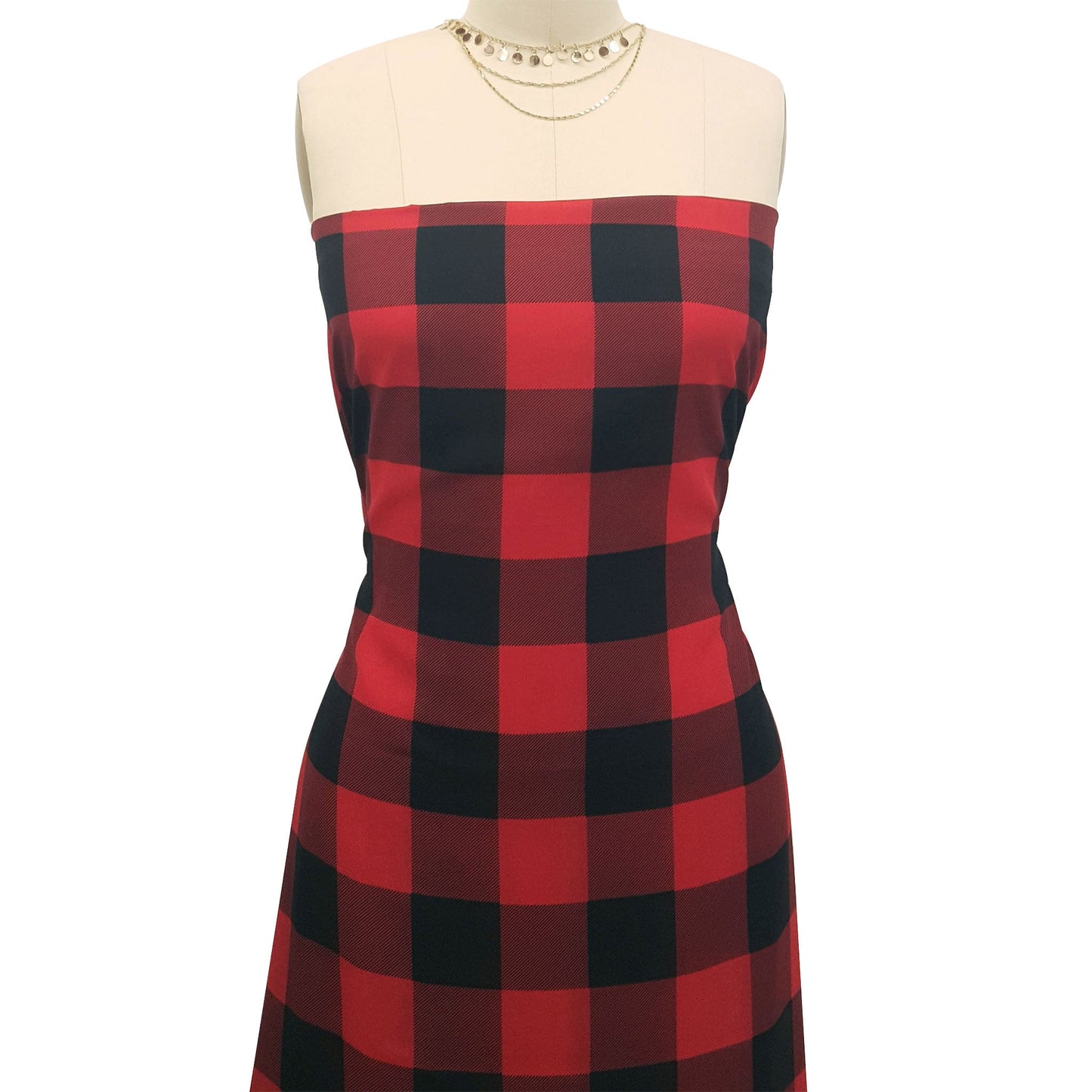 P-676-734-RED-BLACK - PRINT WOOL PEACH 100% POLYESTER