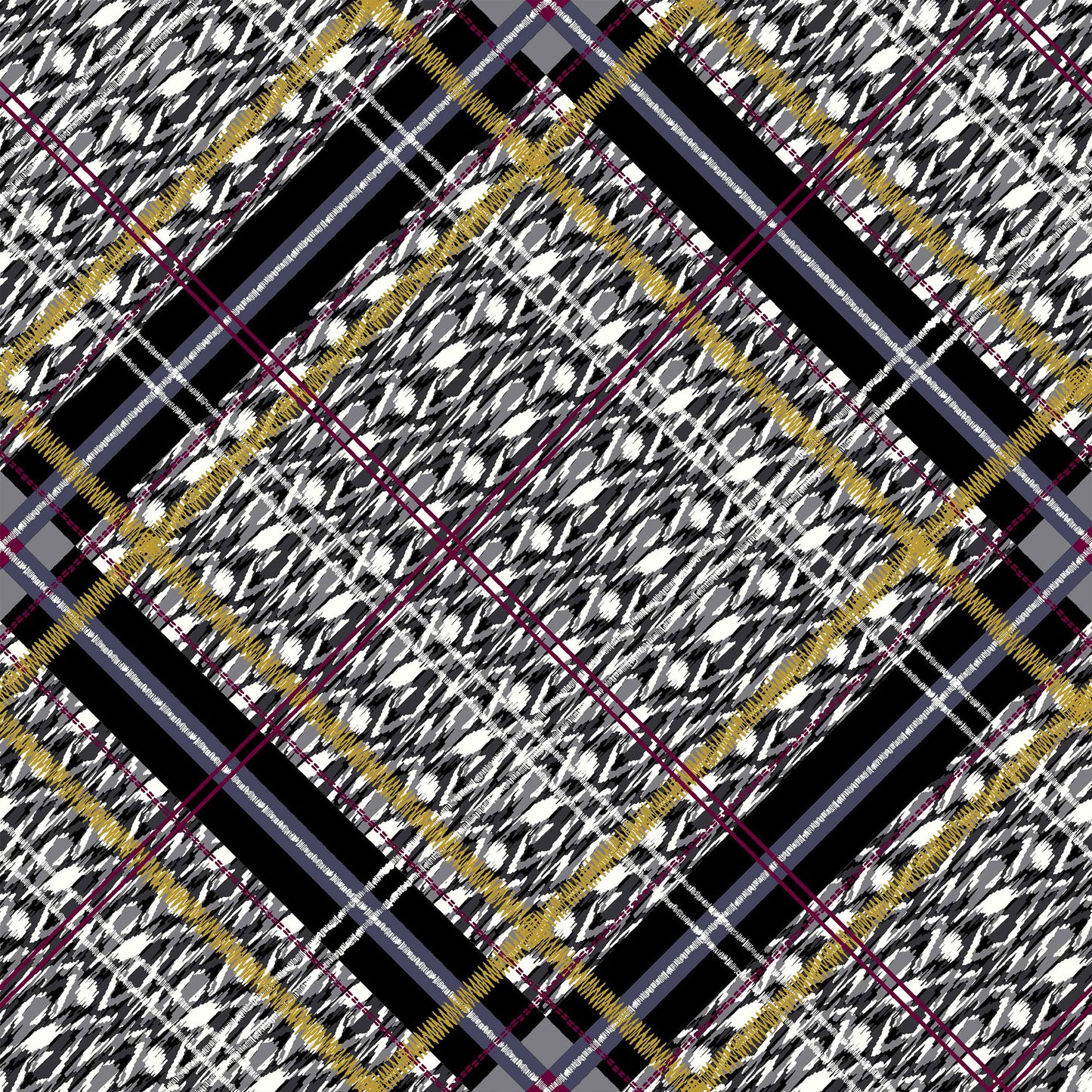 P-682-586-BLACK-MUSTARD - PRINTED CREPE CHIFFON 97% POLY 3% SPANDEX