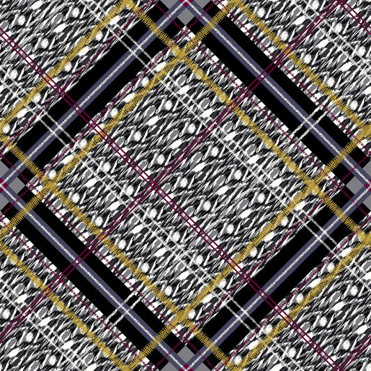 P-682-586-BLACK-MUSTARD - PRINTED CREPE CHIFFON 97% POLY 3% SPANDEX