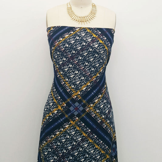 P-682-586-BLACK-MUSTARD - PRINTED CREPE CHIFFON 97% POLY 3% SPANDEX