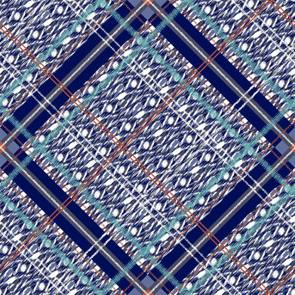 P-682-586-NAVY-TURQUOISE - PRINTED CREPE CHIFFON 97% POLY 3% SPANDEX