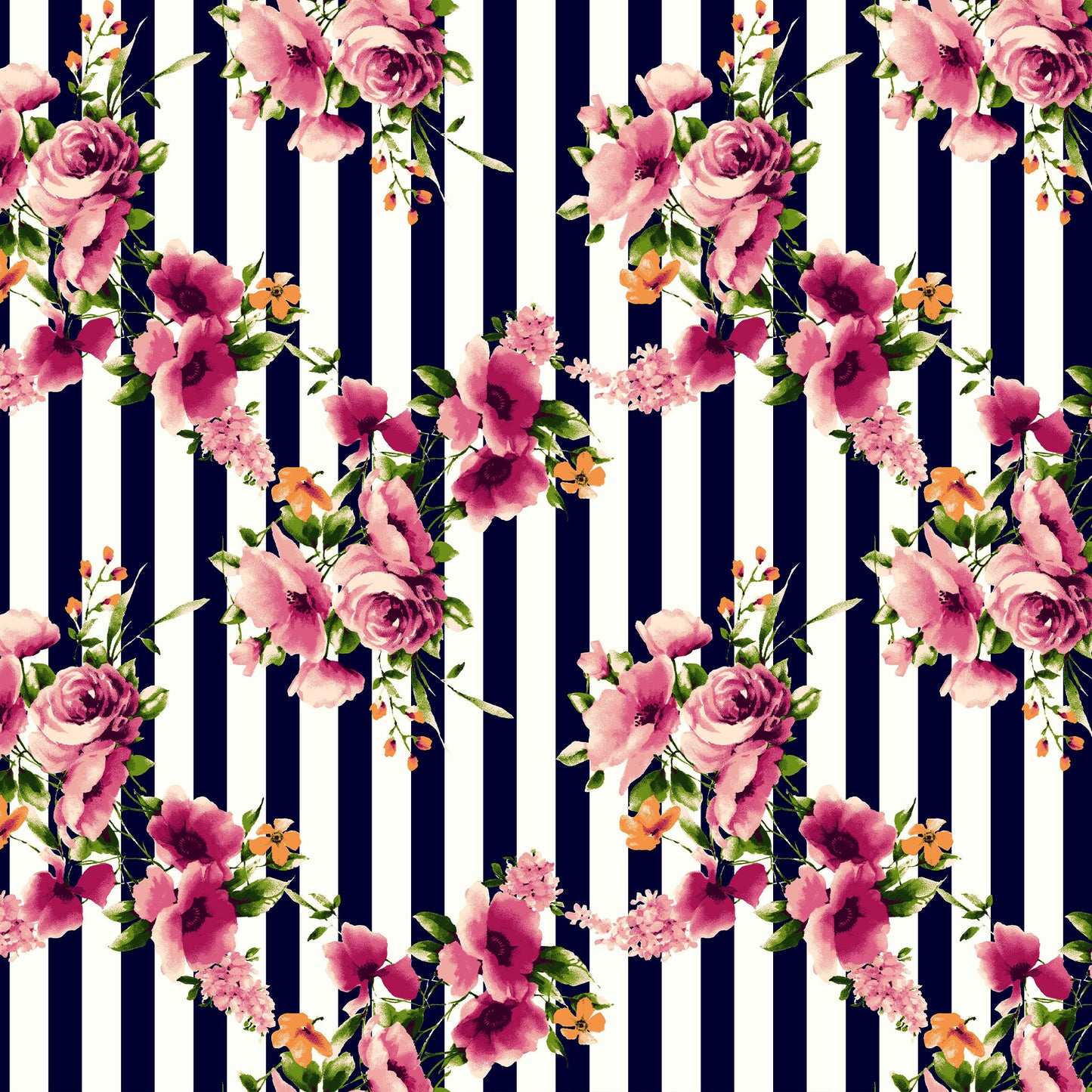 P-686-586-NAVY-PINK - PRINTED CREPE CHIFFON 97% POLY 3% SPANDEX