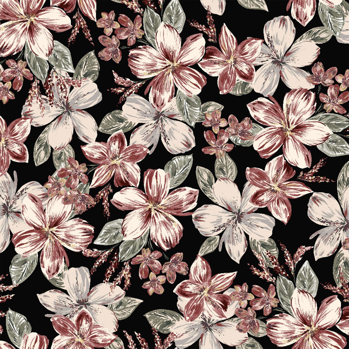 P-688-636-BLACK-CINNABAR - PRINTED CREPON 100% RAYON CREPON