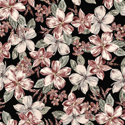 P-688-636-BLACK-CINNABAR - PRINTED CREPON 100% RAYON CREPON