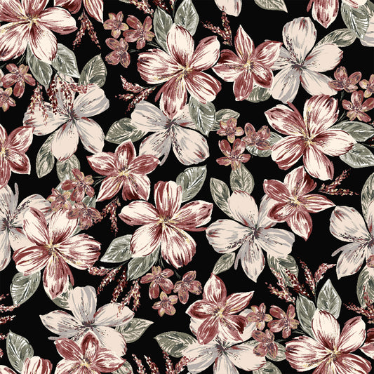 P-688-636-BLACK-CINNABAR - PRINTED CREPON 100% RAYON CREPON