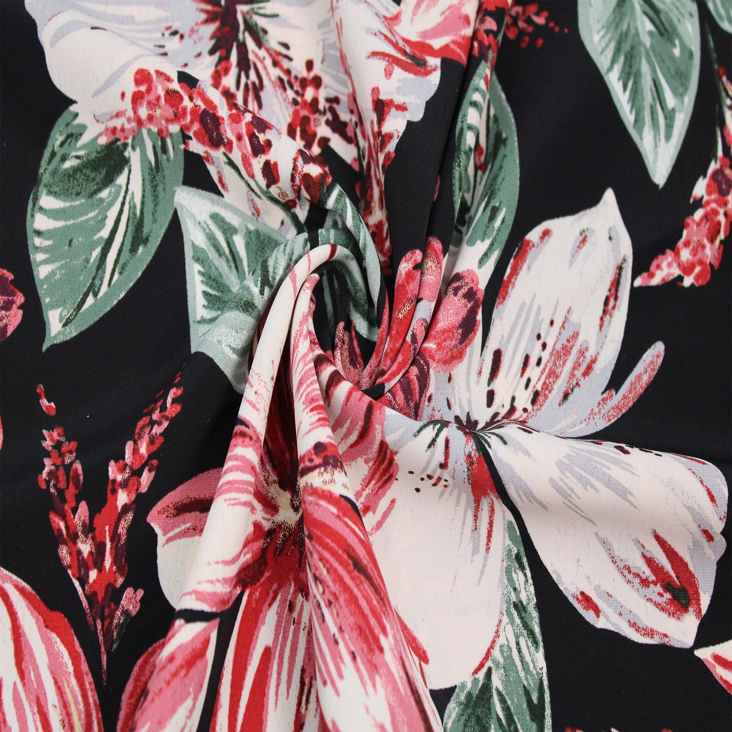 P-688-754-BLACK-CINNABAR - PRINTED POLY MOROCCAN 100% POLY
