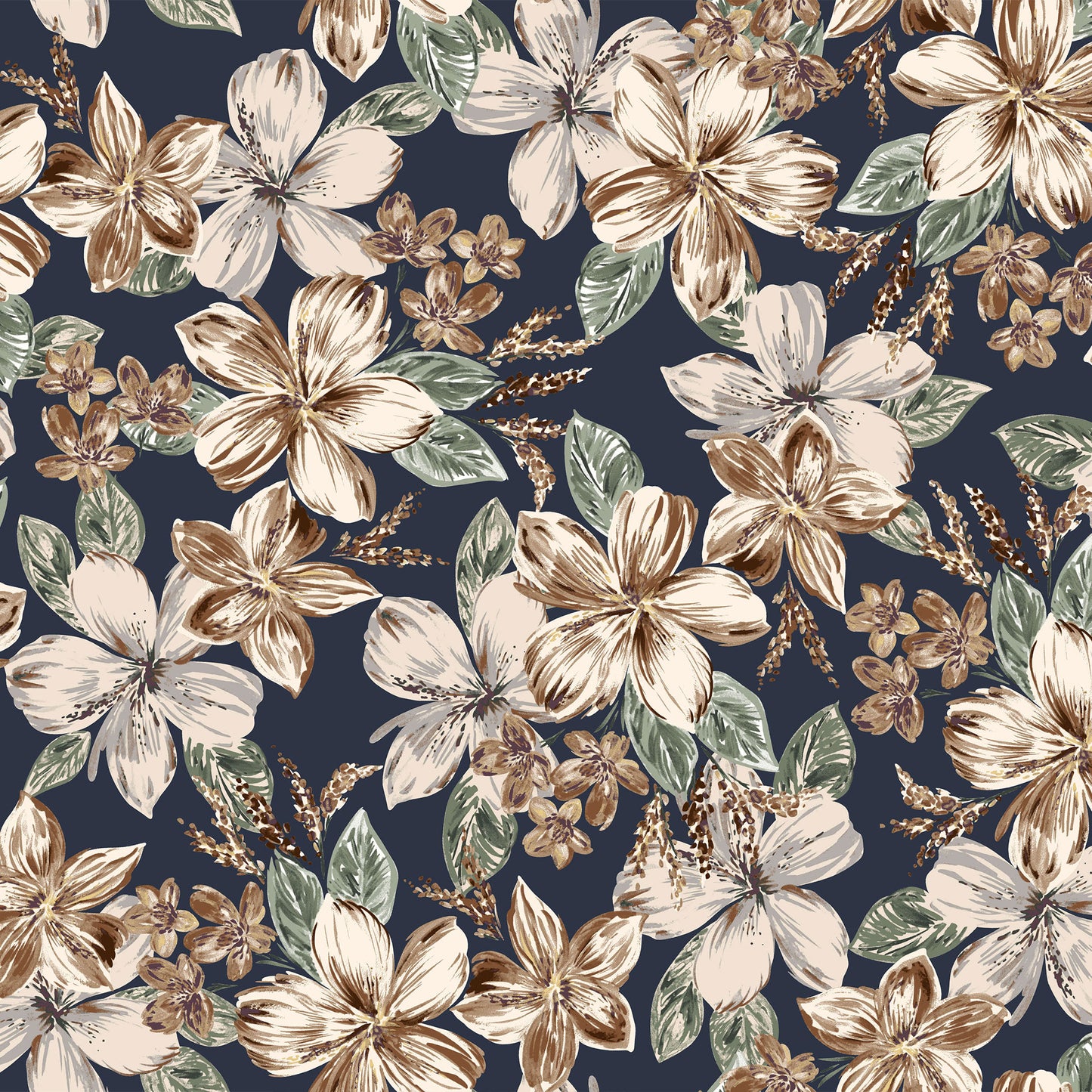 P-688-754-PARISIAN-NAVY-CARAMEL - PRINTED POLY MOROCCAN 100% POLY