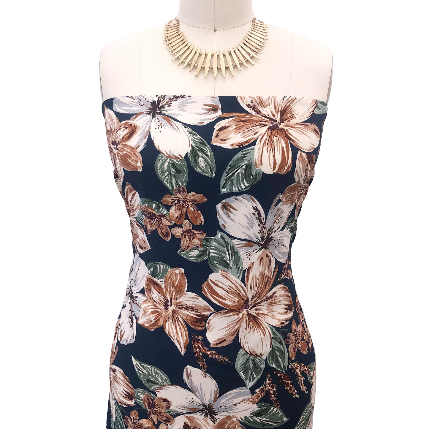 P-688-754-PARISIAN-NAVY-CARAMEL - PRINTED POLY MOROCCAN 100% POLY