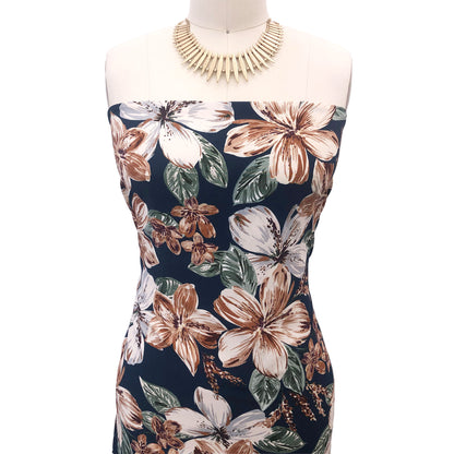 P-688-754-PARISIAN-NAVY-CARAMEL - PRINTED POLY MOROCCAN 100% POLY