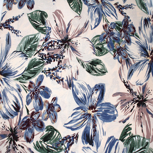 P-688-754-SHELL-BLUE - PRINTED POLY MOROCCAN 100% POLY
