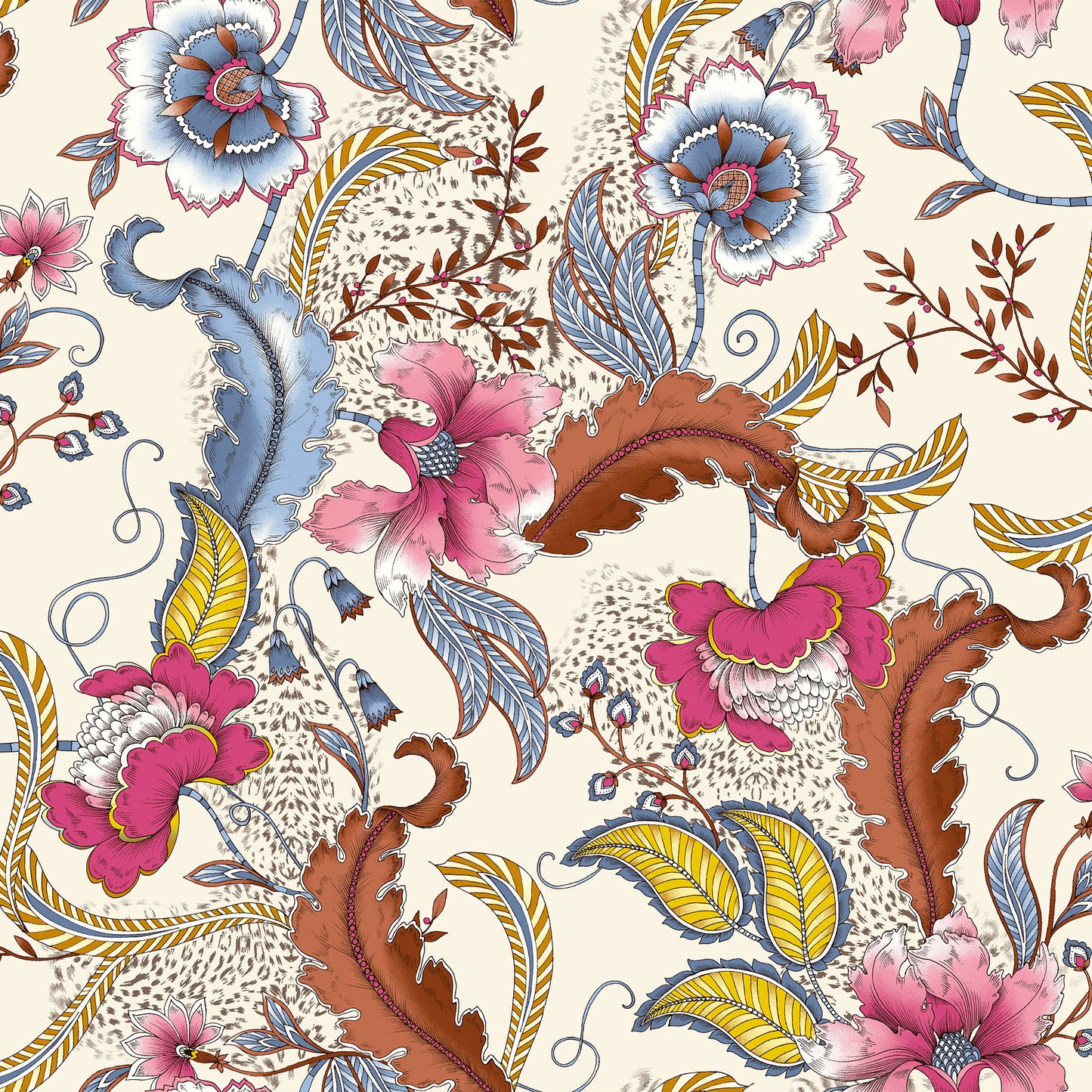 P-690-586-IVORY-ROSE-PINK - PRINTED CREPE CHIFFON 97% POLY 3% SPANDEX