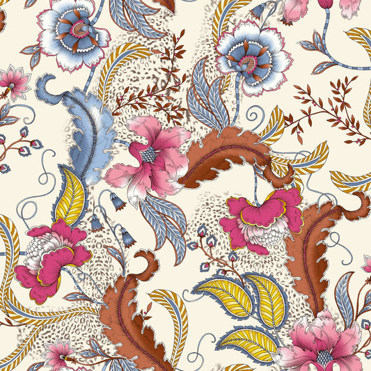 P-690-586-IVORY-ROSE-PINK - PRINTED CREPE CHIFFON 97% POLY 3% SPANDEX