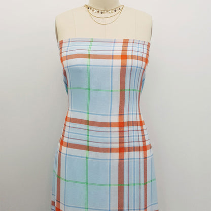 P-692-586-BABY-BLUE-ORANGE - PRINTED CREPE CHIFFON 97% POLY 3% SPANDEX