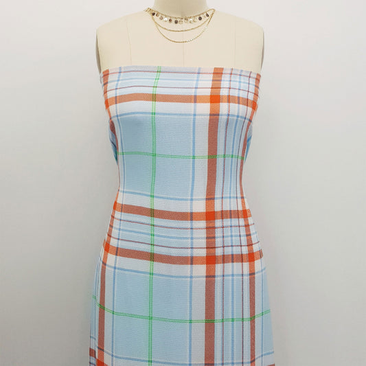 P-692-586-BABY-BLUE-ORANGE - PRINTED CREPE CHIFFON 97% POLY 3% SPANDEX