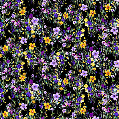 P-695-504-BLACK-LILAC - PRINTED WOOL DOBBY 100% POLYESTER