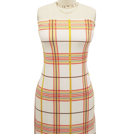 P-713-668-OFFWHITE-GOLD - PRINTED DTY 92% POLY 8% SPANDEX DTY DOUBLE SIDED BRUSH