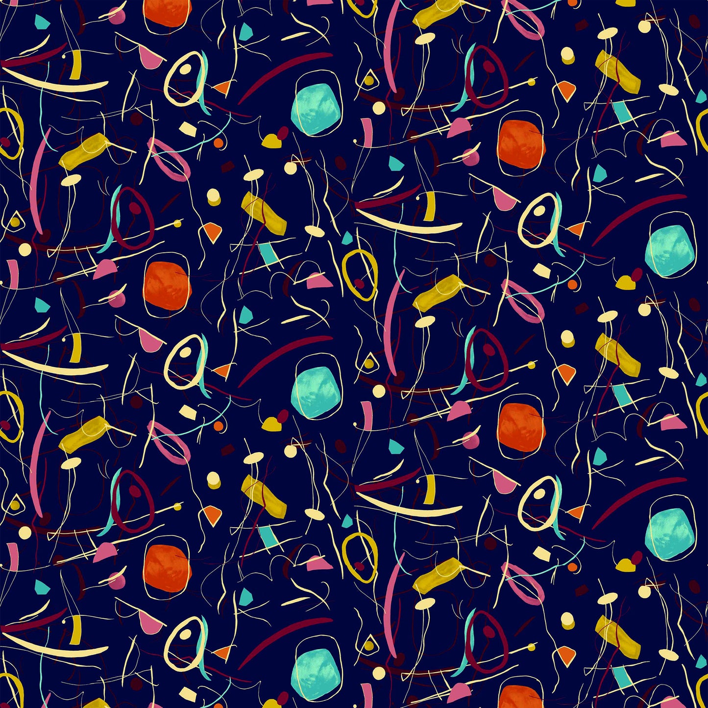 P-719-504-NAVY-TANGERINE - PRINTED WOOL DOBBY 100% POLYESTER