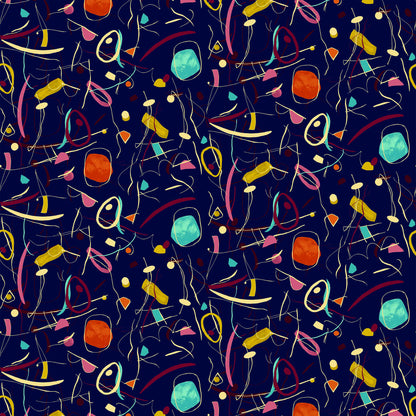 P-719-504-NAVY-TANGERINE - PRINTED WOOL DOBBY 100% POLYESTER