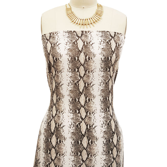 P-725-586-OFFWHITE-COFFEE - PRINTED CREPE CHIFFON 97% POLY 3% SPANDEX