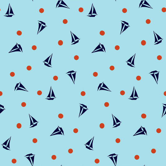 P-730-586-ANGEL-BLUE-ORANGE - PRINTED CREPE CHIFFON 97% POLY 3% SPANDEX