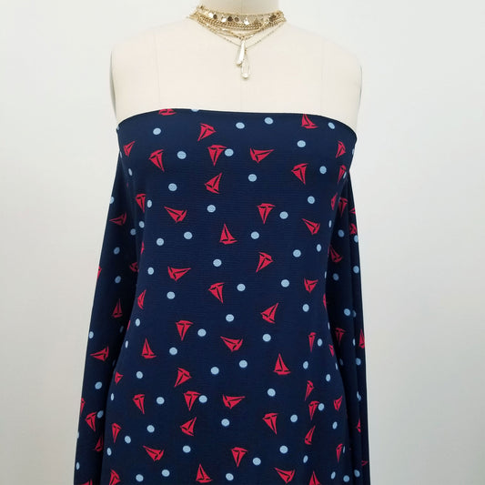 P-730-586-NAVY-BLUE - PRINTED CREPE CHIFFON 97% POLY 3% SPANDEX
