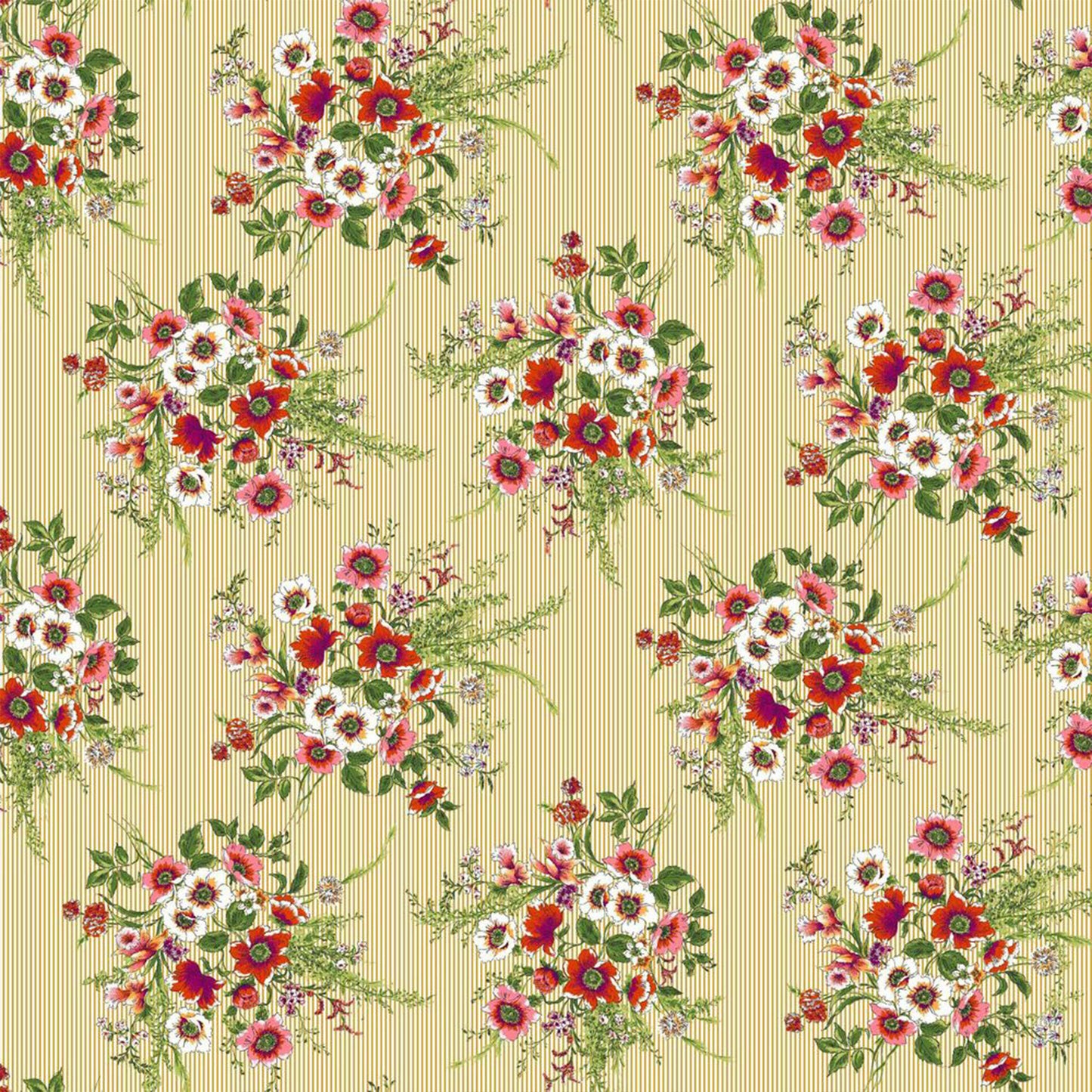 P-778-504-GOLDEN-MUSTARD-CORAL - PRINTED WOOL DOBBY 100% POLYESTER