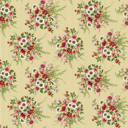 P-778-504-GOLDEN-MUSTARD-CORAL - PRINTED WOOL DOBBY 100% POLYESTER