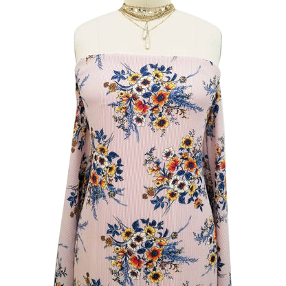 P-778-504-MAUVE-YELLOW - PRINTED WOOL DOBBY 100% POLYESTER