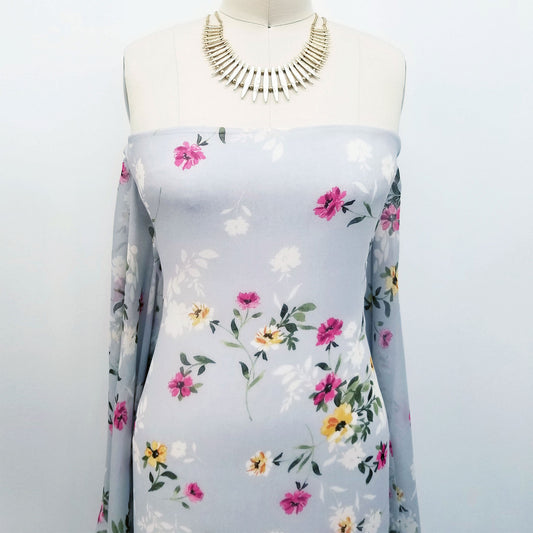 P-80B-501-SILVER-PINK - PRINTED 100% POLYESTER HI MULTI CHIFFON WASH