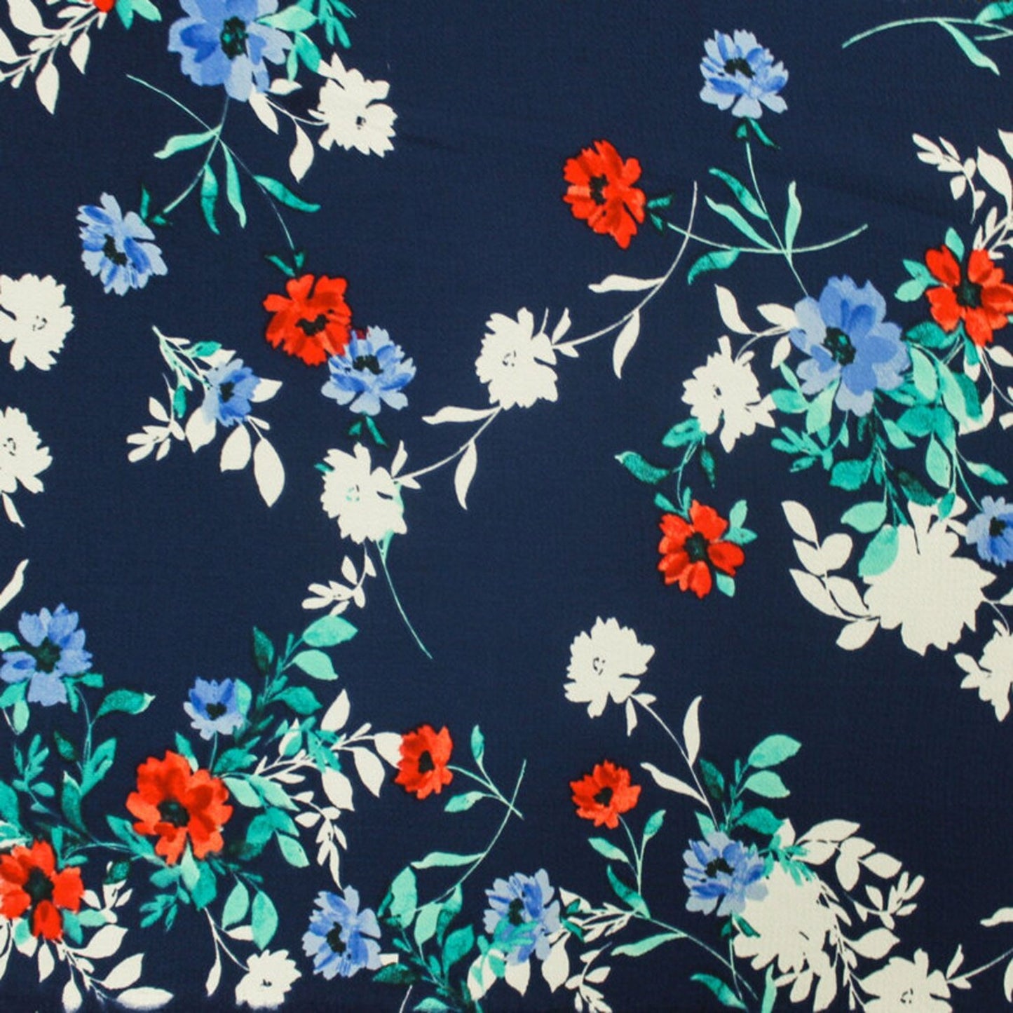 P-80B-586-NAVY-RED - PRINTED CREPE CHIFFON 97% POLY 3% SPANDEX