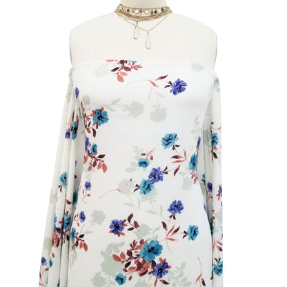 P-80B-586-OFFWHITE-LAVENDER - PRINTED CREPE CHIFFON 97% POLY 3% SPANDEX